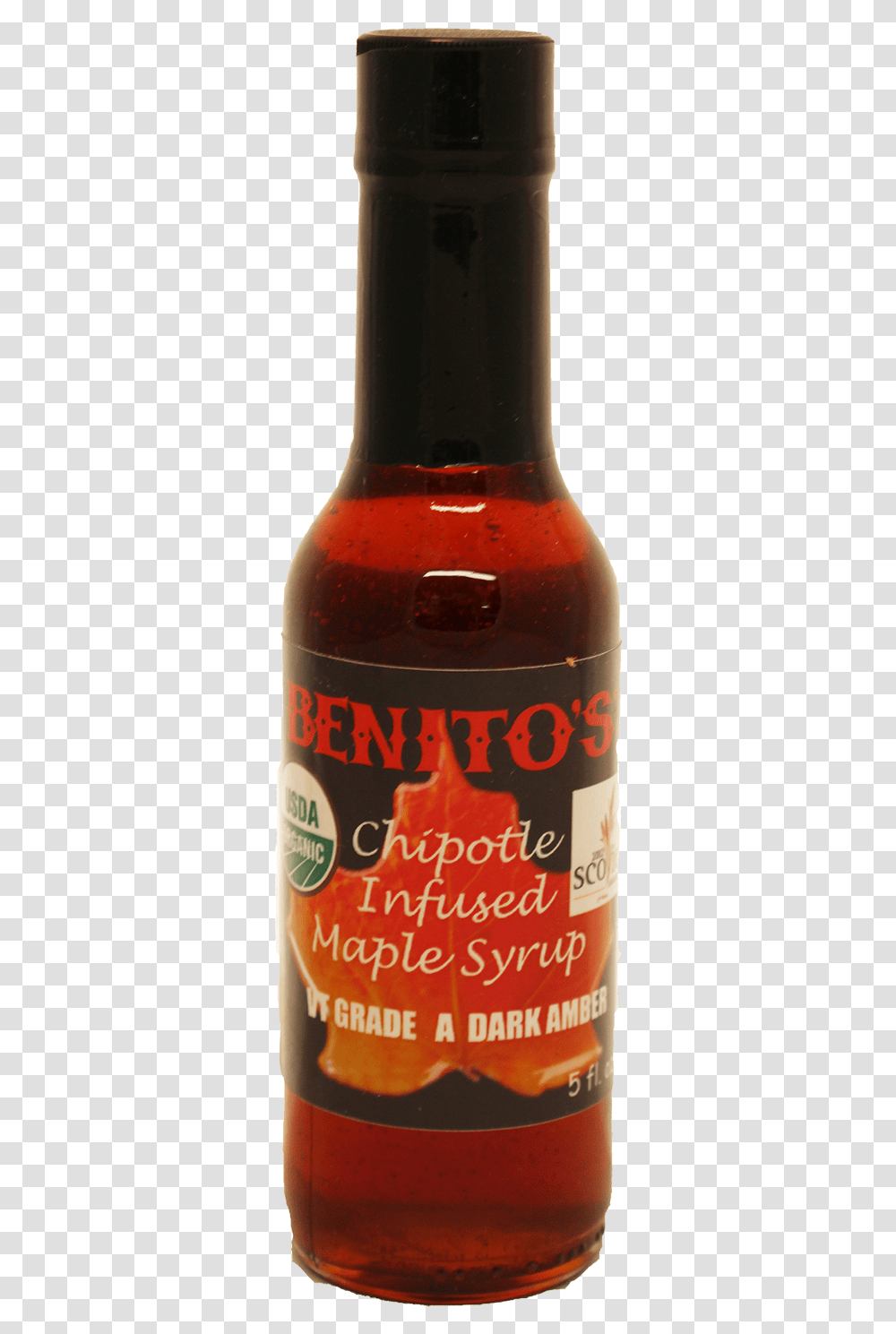 Benitos Hot Sauce Chipolte Infused Maple Syrup Glass Bottle, Beer, Alcohol, Beverage, Food Transparent Png