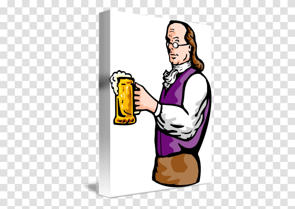 Benjamin Franklin Gentleman Holding Mug Of Beer, Bartender, Worker, Performer, Waiter Transparent Png