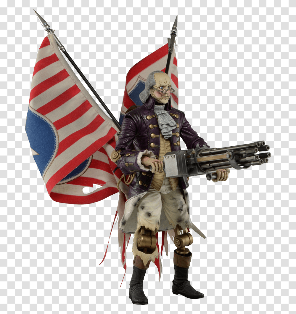 Benjamin Franklin Heavy Hitter Benjamin Franklin Video Game, Flag, Person, Gun, Weapon Transparent Png