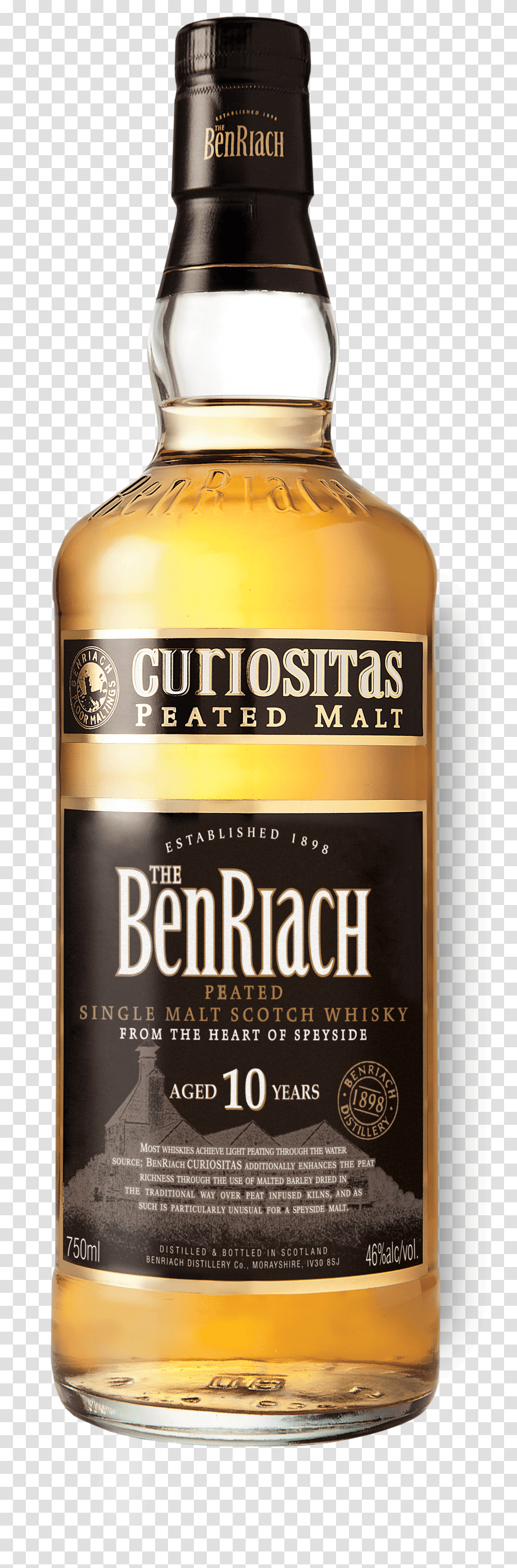 Benriach Curiositas 10 Year Single Malt, Liquor, Alcohol, Beverage, Drink Transparent Png