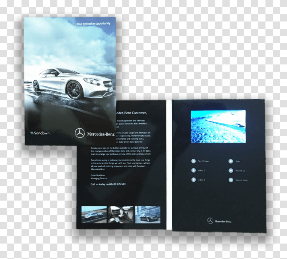 Benz Tv In A Card Mercedes Benz Video Brochure, Wheel, Machine, Screen, Electronics Transparent Png