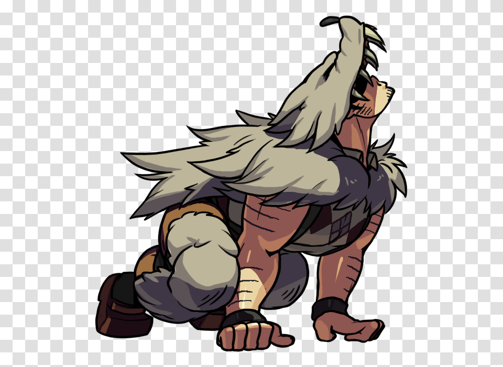 Beowulf Crouches Down And Howls Like A Wolf With His Skullgirls Beowulf Taunt, Comics, Book, Bird, Animal Transparent Png