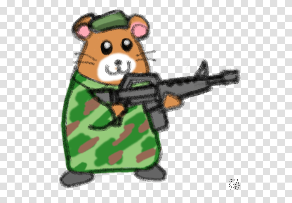 Beret Clipart Animal Holding A Gun Drawing, Toy, Military Uniform, Camouflage, Figurine Transparent Png