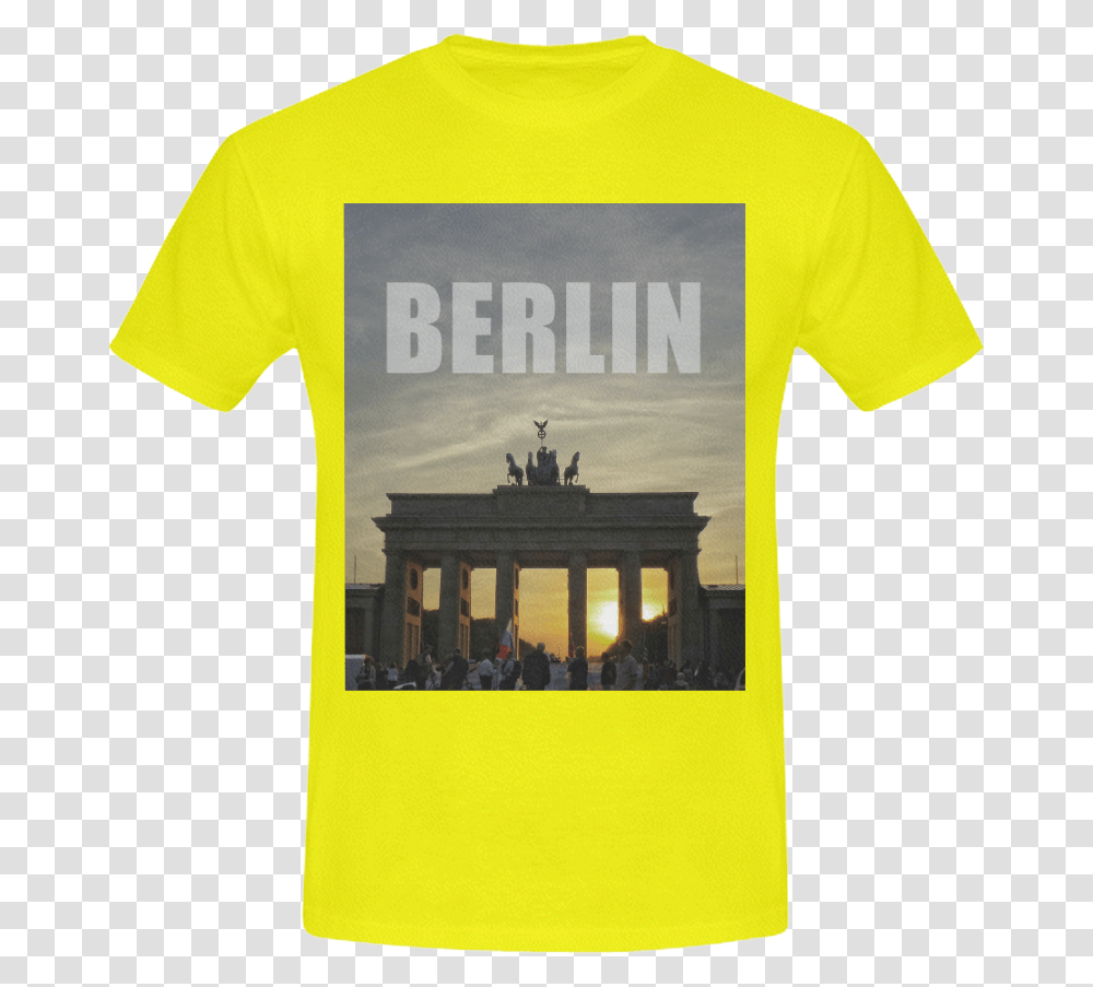 Berlin Brandenburg Gate Sunset 02 Men's Slim Fit T Shirt Active Shirt, Apparel, T-Shirt, Person Transparent Png