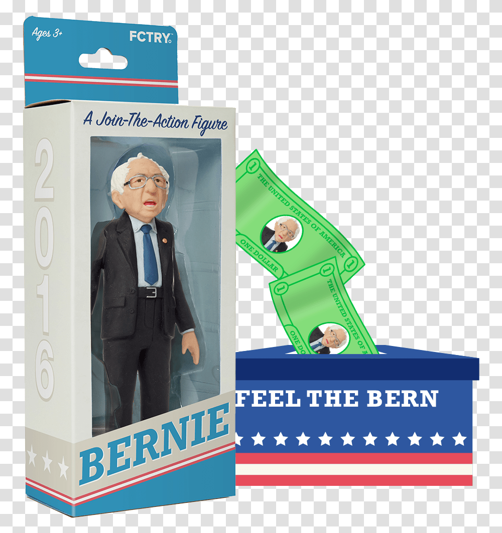 Bernie Sanders Action Figure Fctry No Box Action Figures Cartoon, Person, Human, Advertisement, Poster Transparent Png