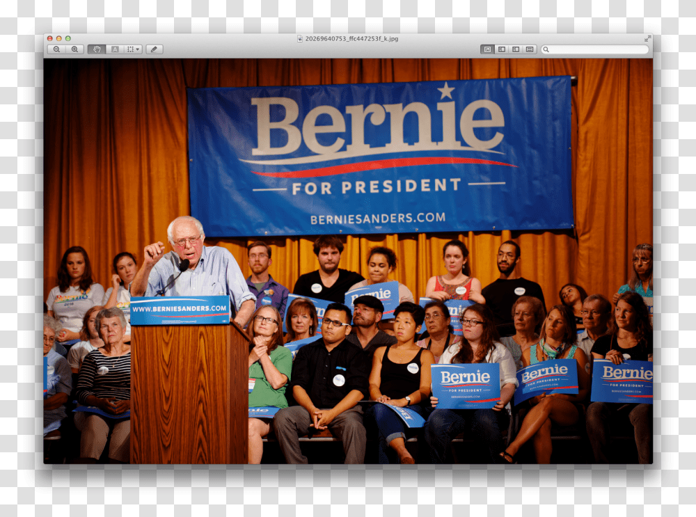 Bernie Sanders Has Attracted Much Of The Yourh Vote Banner, Person, Crowd, Audience, Sitting Transparent Png