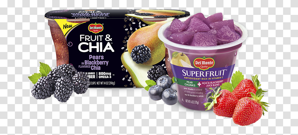 Berries And More Del Monte Fruit And Chia, Plant, Food, Blueberry, Yogurt Transparent Png