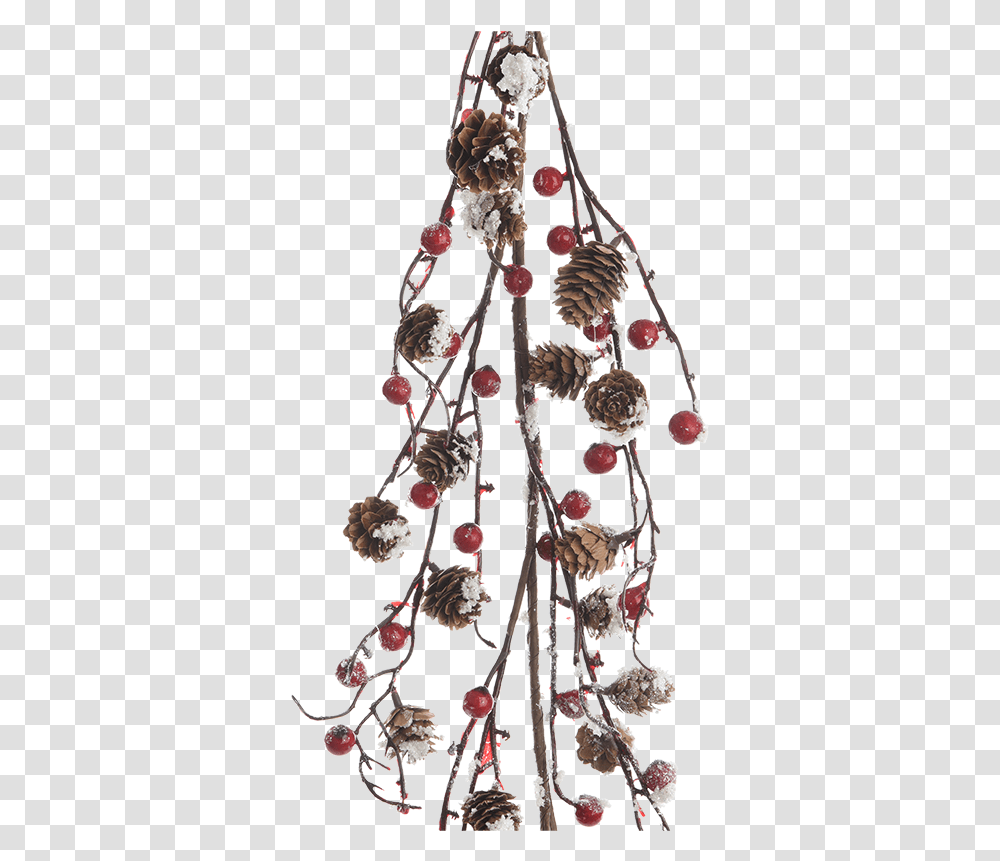 Berry Garland With Pine Cones And Snow Christmas Tree, Lamp, Necklace, Jewelry, Accessories Transparent Png