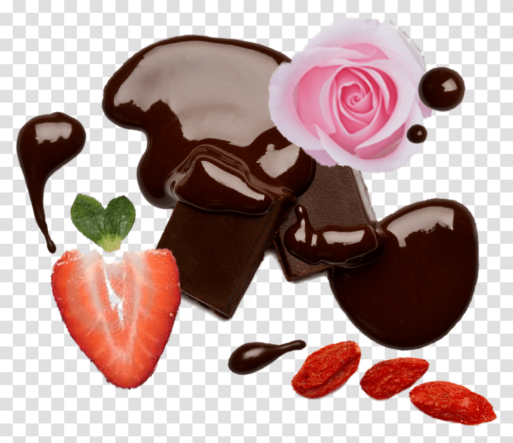 Berry Rose Ing Chocolate, Plant, Dessert, Food, Fudge Transparent Png