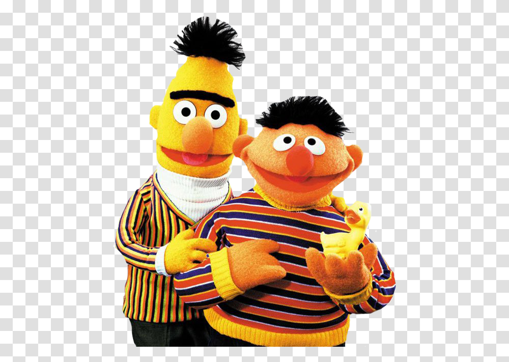 Bert And Ernie In Form Sesame Street Characters Ernie And Bert, Doll, Toy, Person Transparent Png
