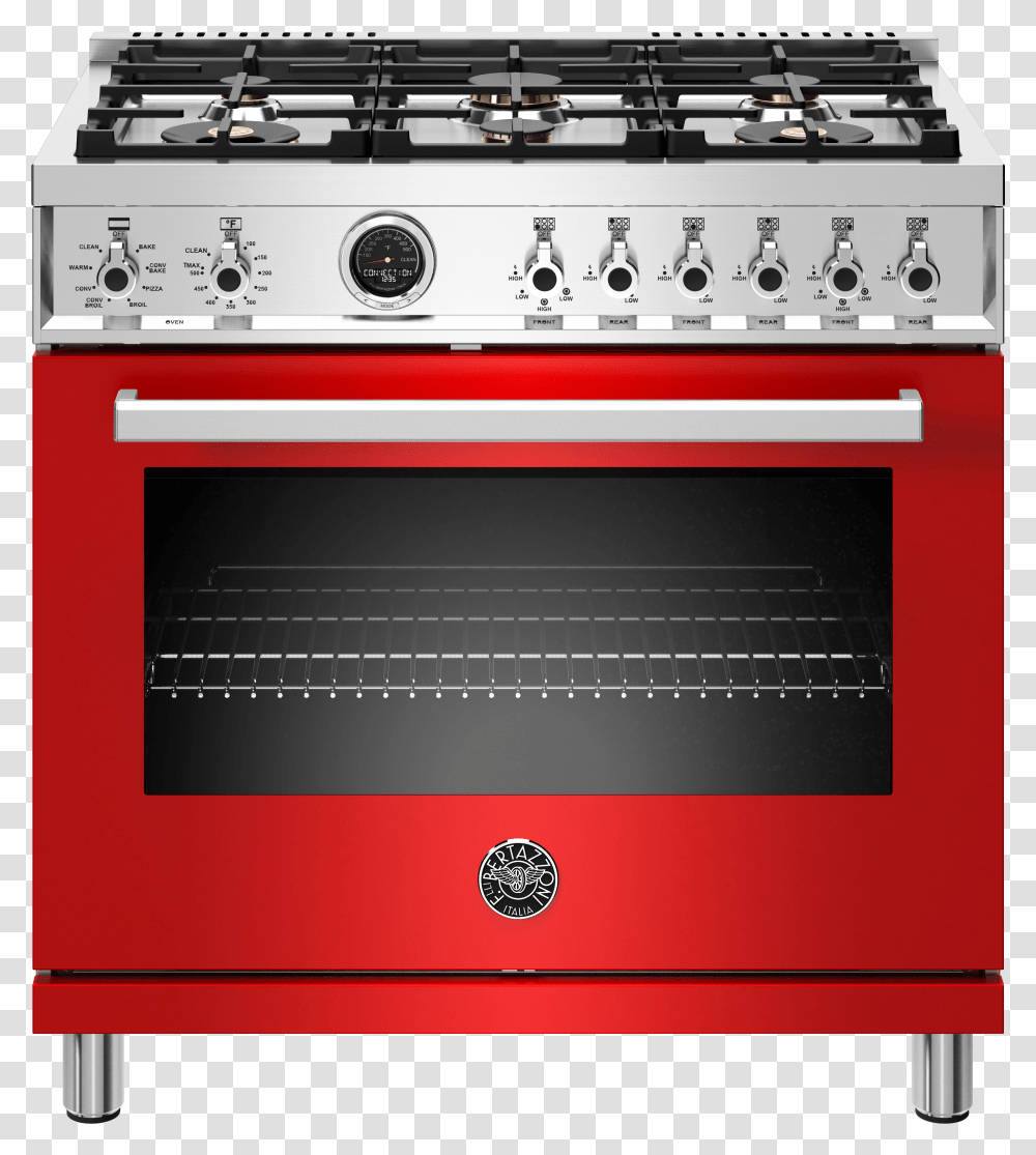 Bertazzoni Gas Range Red, Oven, Appliance, Stove, Cooktop Transparent Png