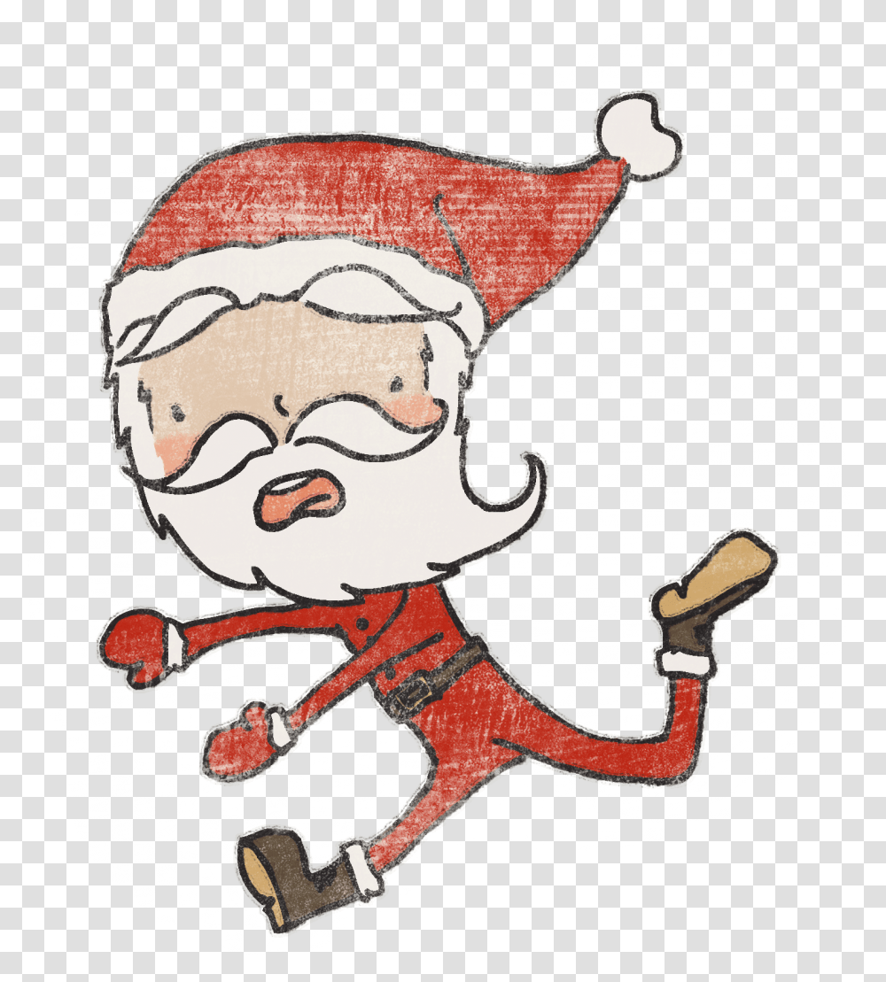 Best Free Santa Clip Art Santa Clipart Running, Label, Doodle, Drawing Transparent Png
