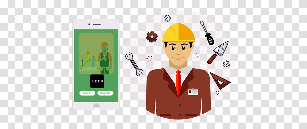 Best Handyman App Handyman App Like Uber Ais Technolabs Illustration, Label, Text, Mobile Phone, Electronics Transparent Png