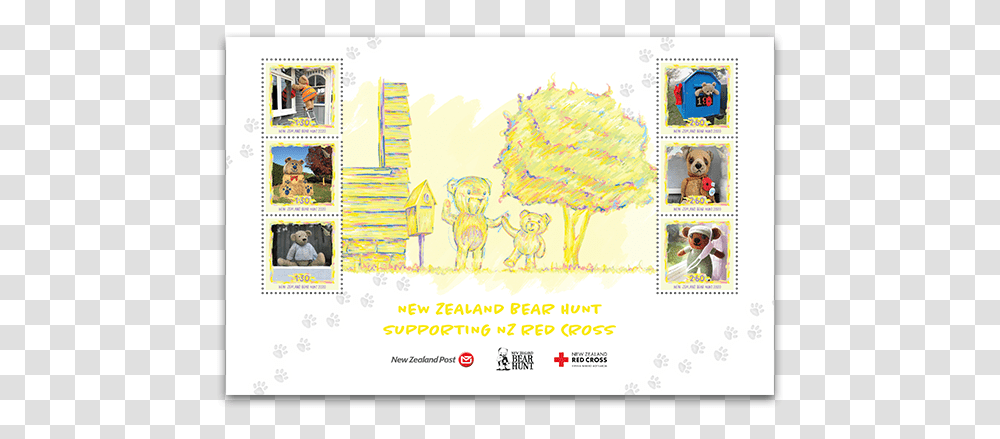 Best Selling Collectible Memorabilia New Zealand Bear Hunt Stamp, Postage Stamp, Person, Text, Page Transparent Png