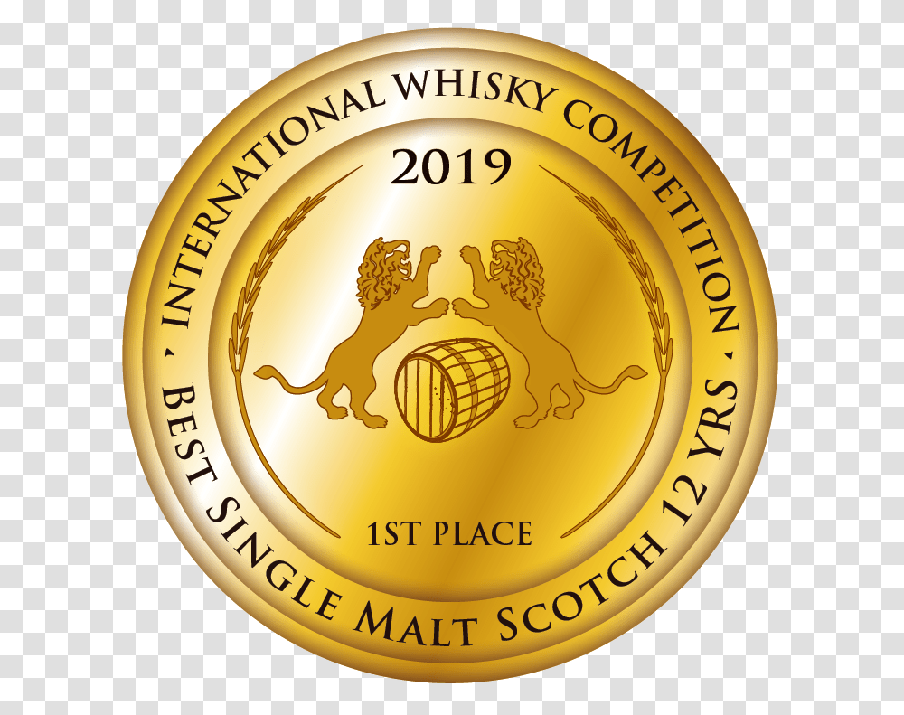 Best Single Malt Scotch 12 Yrs Gold International Whisky Competition 2018 3rd Place, Gold Medal, Trophy, Coin, Money Transparent Png