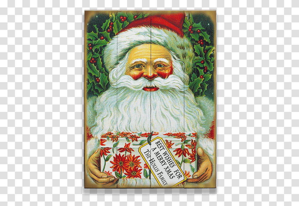 Best Wishes From Santa And Merry Christmas Sign Vintage Holiday Graphics, Person, Painting, Art, Pattern Transparent Png