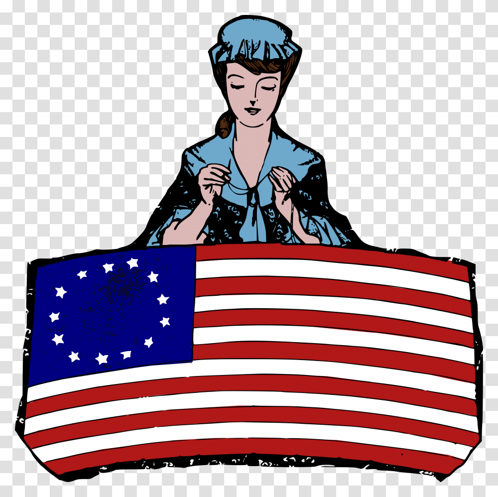 Betsy Ross Flag Cartoon Clipart Download Betsy Ross Clip Art, Audience, Crowd, Person, Human Transparent Png