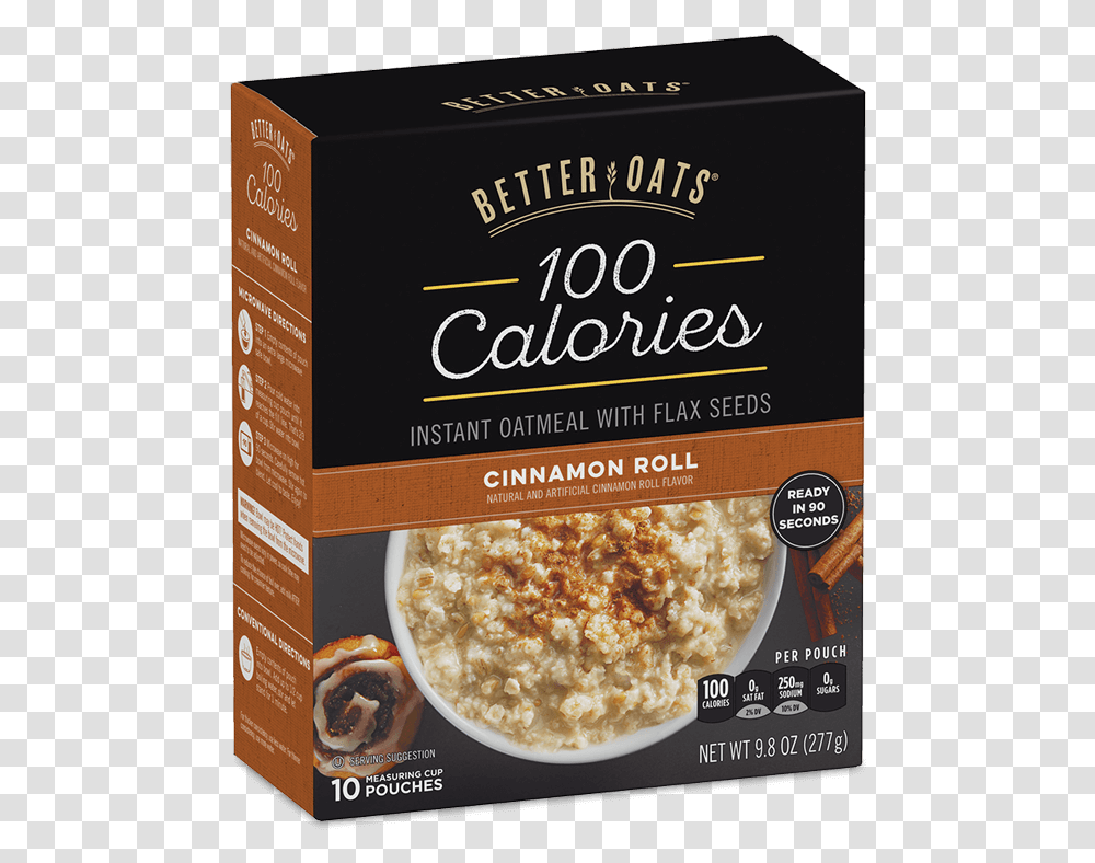Better Oats 100 Calories Cinnamon Roll Instant Oatmeal Better Oats 100 Calorie Oatmeal, Breakfast Transparent Png