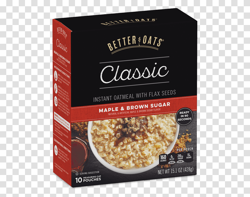 Better Oats Classic Maple Amp Brown Sugar Instant Oatmeal, Food, Breakfast, Pizza, Plant Transparent Png