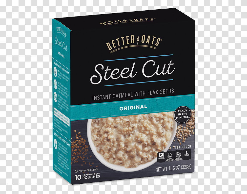 Better Oats Steel Cut Original Instant Oatmeal Box Better Oats Brand, Breakfast, Food, Pizza Transparent Png