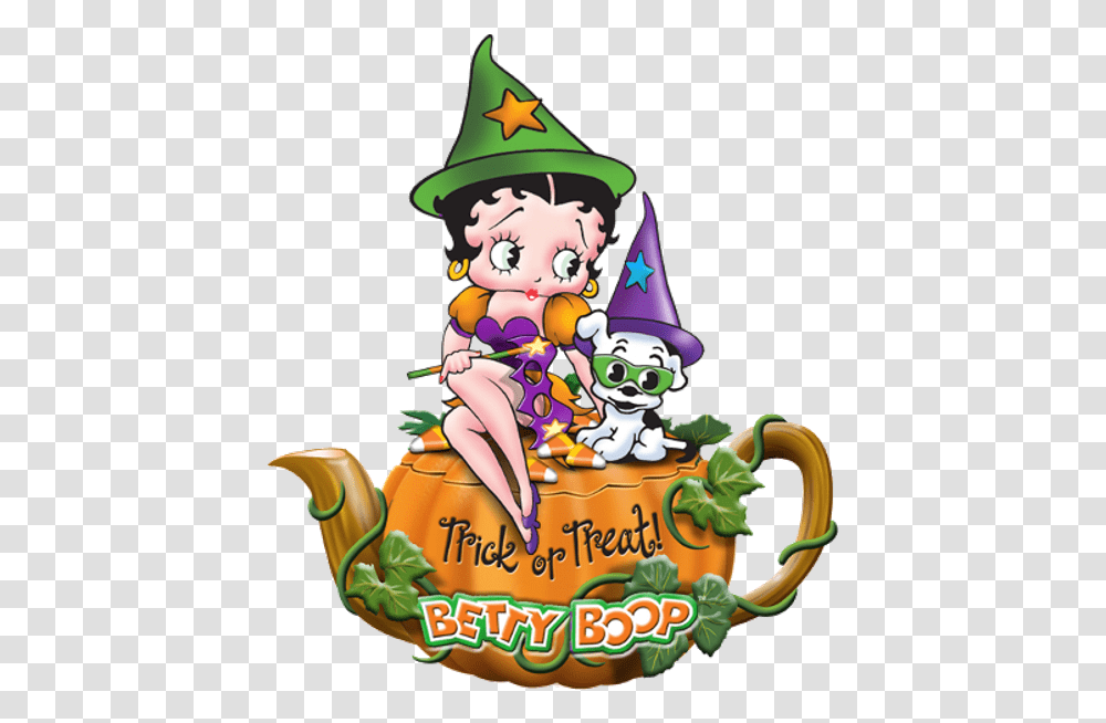 Betty Boop Halloween Good Morning Trick Or Treat Clipart Hello October Betty Boop, Pottery, Teapot, Birthday Cake, Dessert Transparent Png