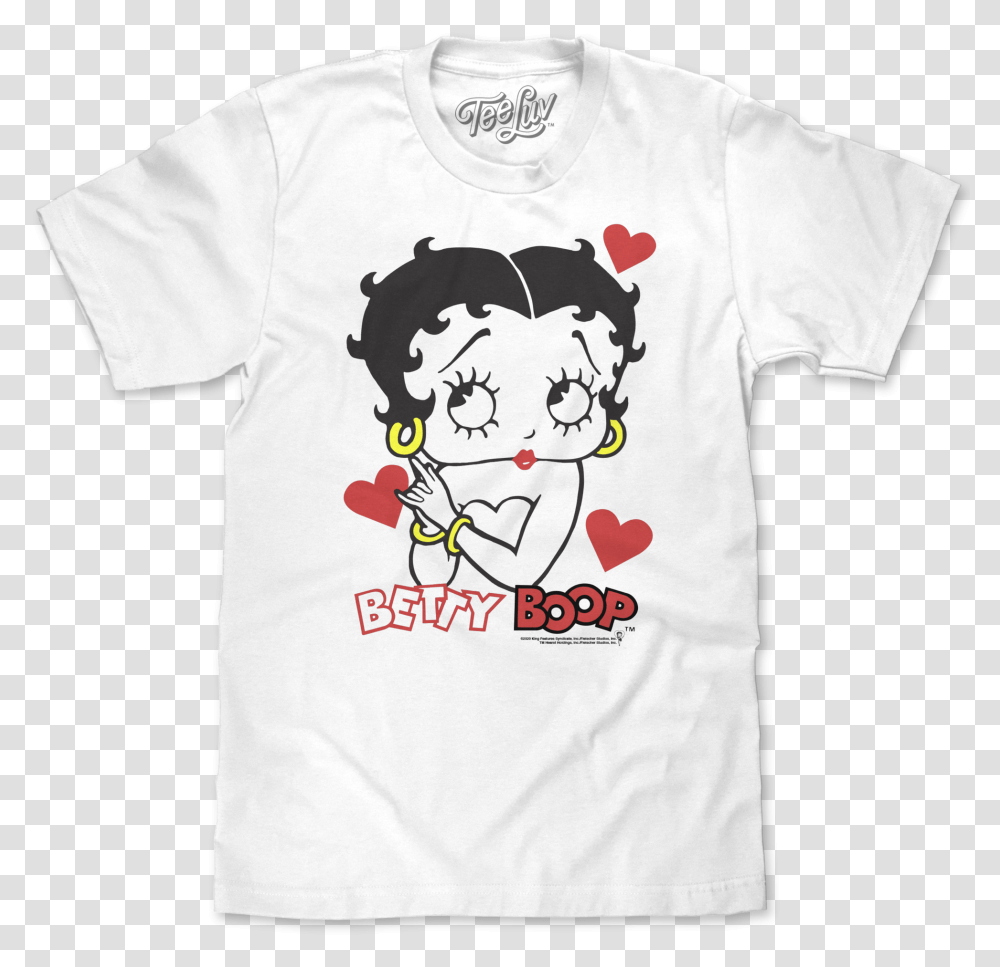 Betty Boop Hearts T Shirt White Cartoon Betty Boop, Clothing, Apparel, T-Shirt Transparent Png