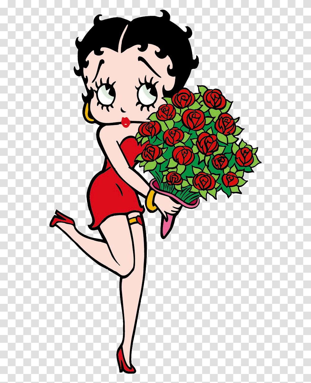 Betty Boop Holding Flowers, Female, Doodle Transparent Png