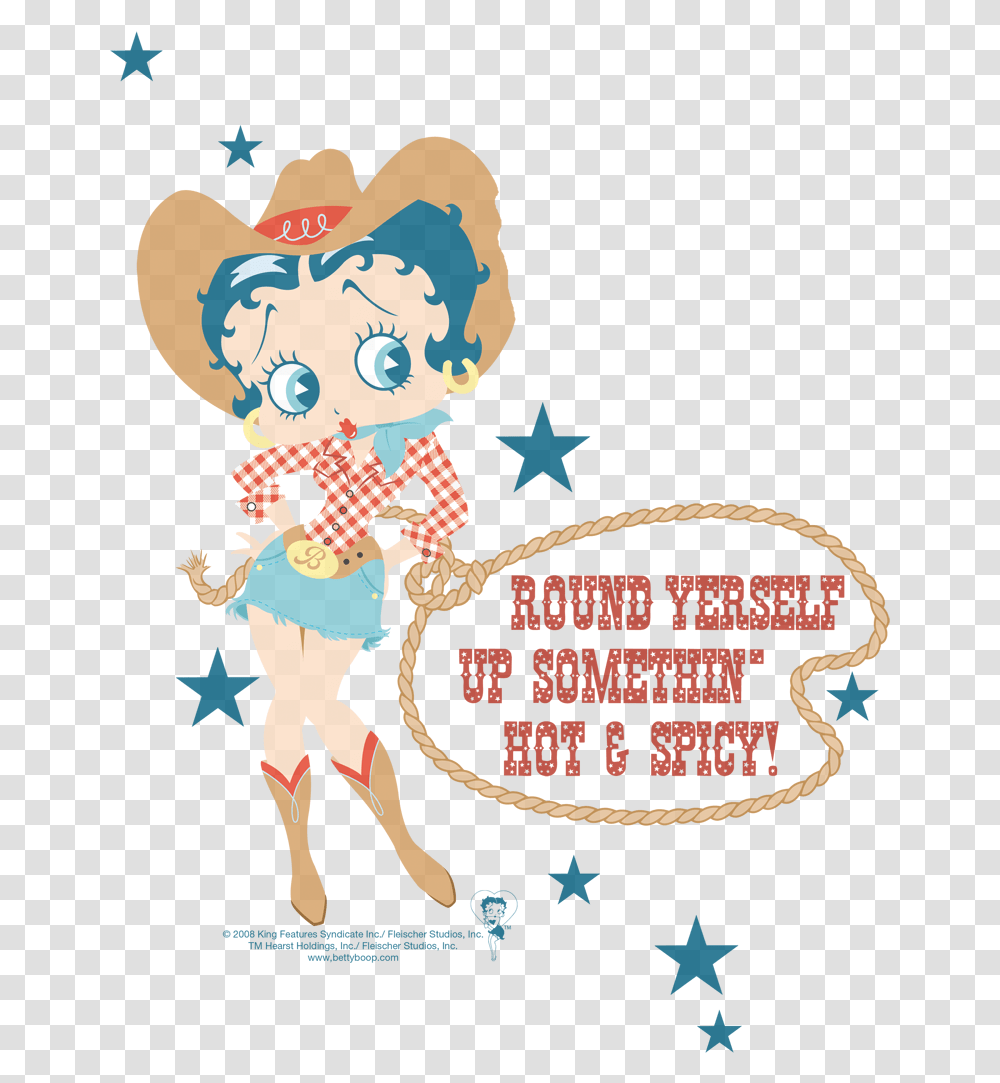 Betty Boop Hot And Spicy Cowgirl Juniors T Shirt Betty Boop Cowgirl, Poster, Advertisement, Person, Human Transparent Png