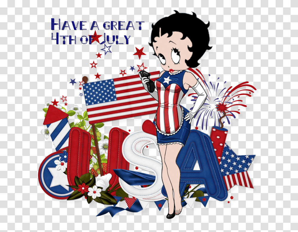Betty Boop In Red White And Blue Betty Boop 4th Of July, Flag, Person, Human Transparent Png
