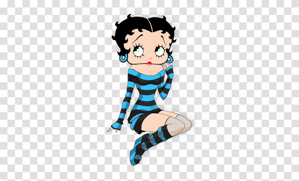 Betty Boop Striped Blue Outfit Betty Boop, Person, Female, Girl Transparent Png