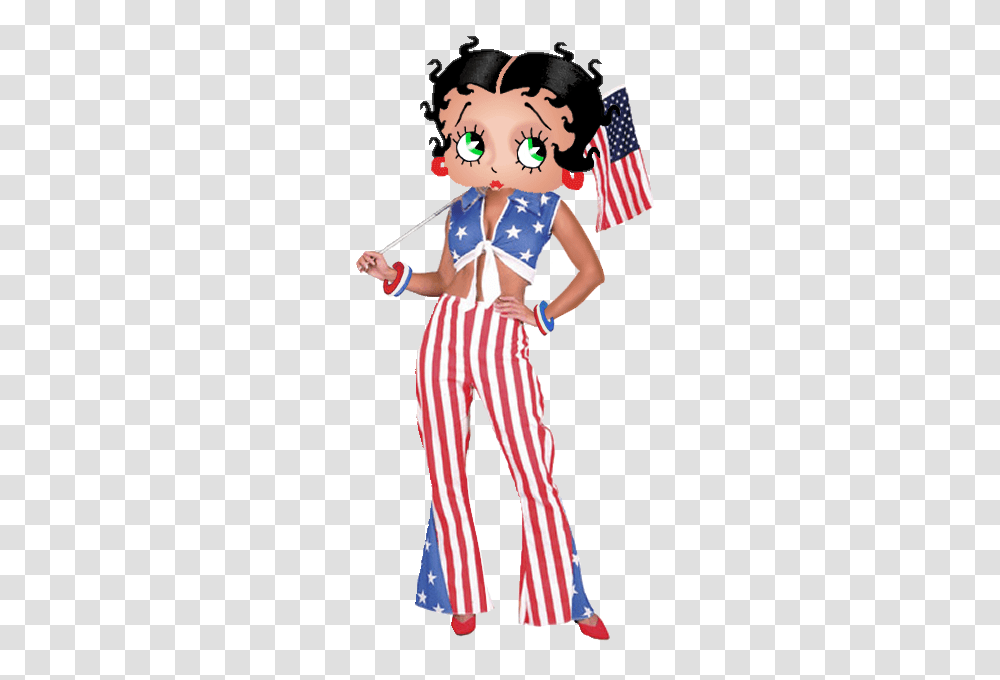 Betty Boop Wearing Red White And Blue Flag Independence Day, Costume, Person, Performer, Leisure Activities Transparent Png