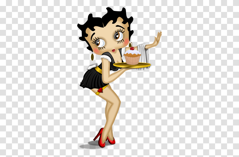 Betty Boop With Cupcake Clip Art, Person, Human, Toy, Waiter Transparent Png