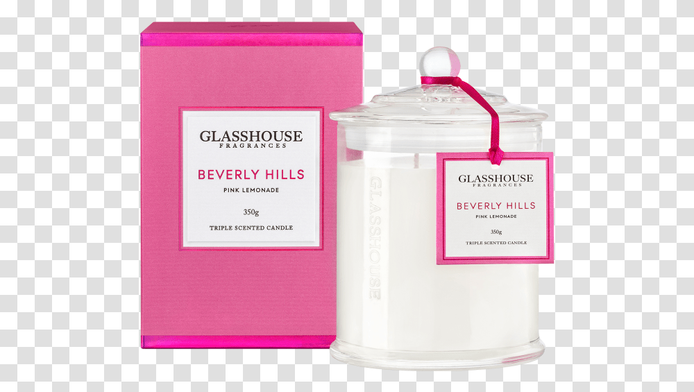 Beverly Hills Pink Lemonade Triple Scented Candle By Pink Lemonade Glasshouse Candle, Label, Jar, Bottle Transparent Png