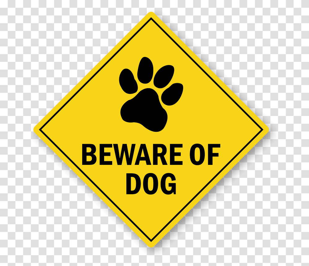 Beware Of Dog Warning Label With Dog Paw Graphic Livable City Sf, Road Sign, Stopsign Transparent Png