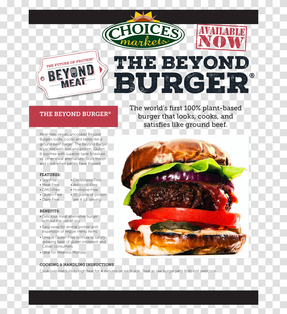 Beyond Meat Burger Gluten Free, Food, Advertisement, Poster, Flyer Transparent Png
