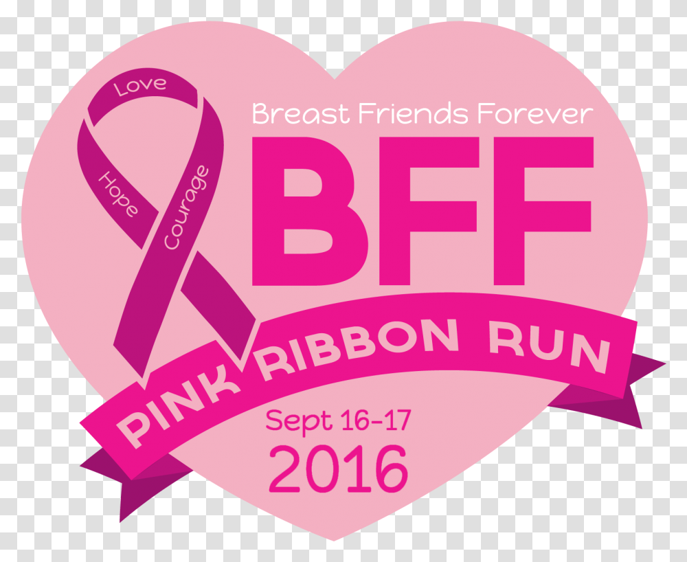 Bff Pink Ribbon Run Heart Full Size Download Seekpng Heart, Purple, Text, Paper, Advertisement Transparent Png
