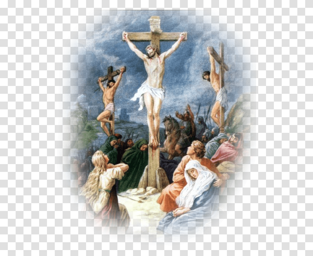 Bible Christian Of Cross Jesus Religion Crucifixion God At The Cross, Person, Human, Painting Transparent Png
