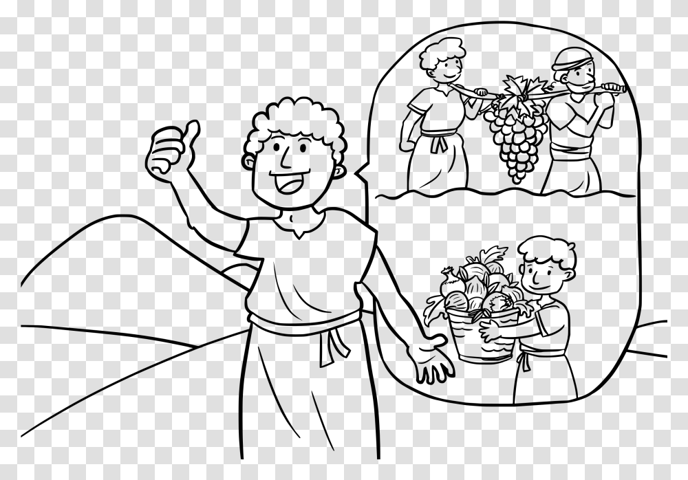 Bible Comic Characters Clip Art 12 Spies In Canaan Coloring Page, Gray, World Of Warcraft Transparent Png