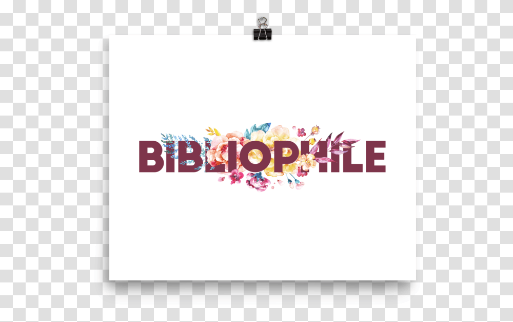 Bibliophile Floral Art Print Greeting Card, Logo, Alphabet Transparent Png