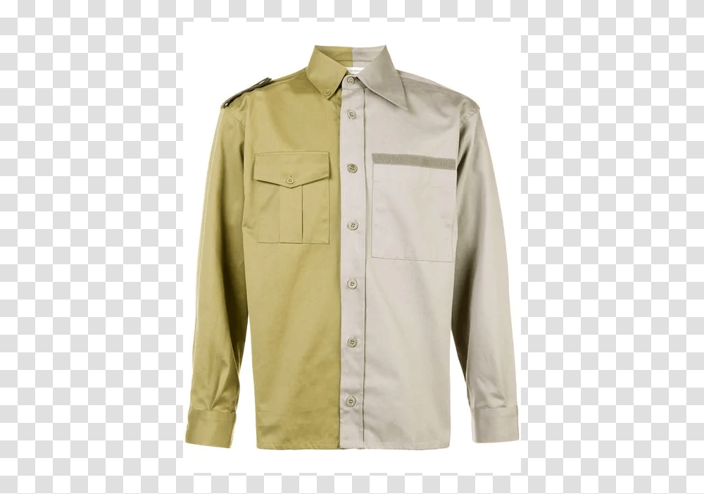 Bicolor Gabardine Shirt Leather Jacket, Apparel, Khaki, Person Transparent Png