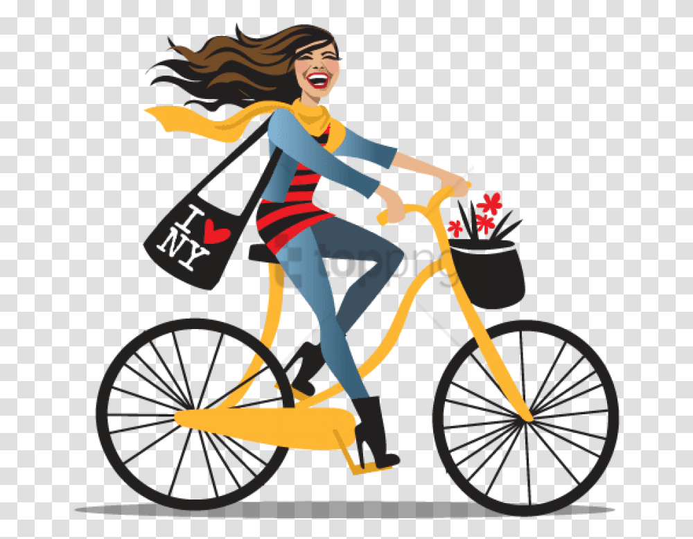 Bicycle Background Girl On The Bike, Vehicle, Transportation, Wheel, Machine Transparent Png