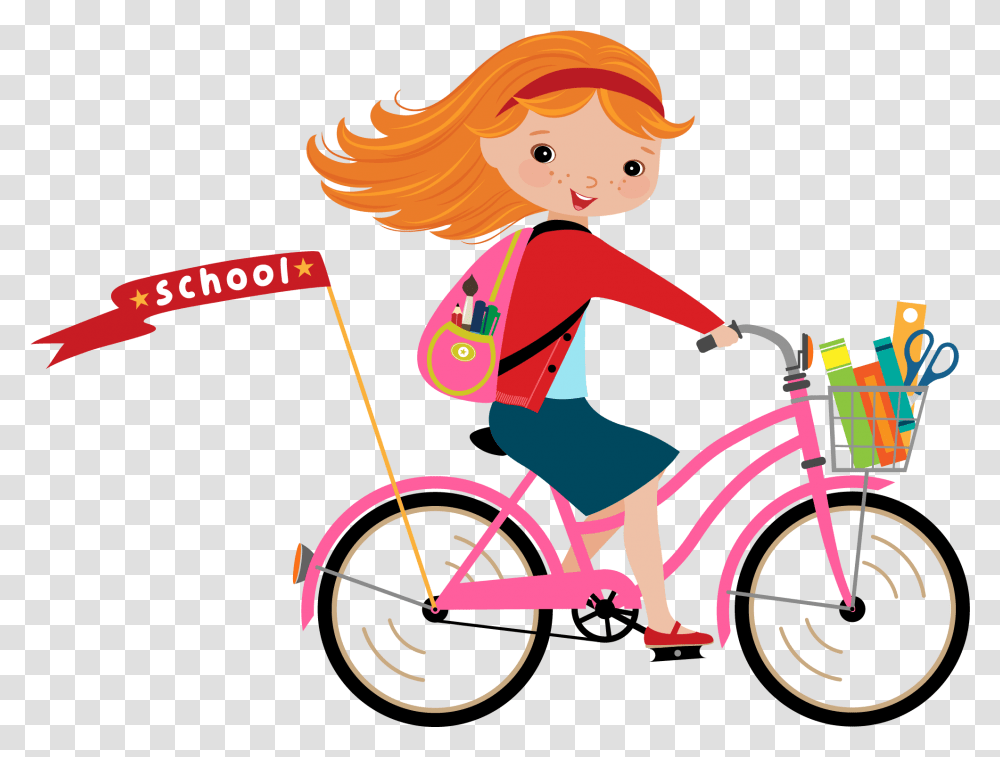 Bicycle Girl Cycling Illustration Girl Riding A Bike Clipart, Person, Human, Vehicle, Transportation Transparent Png