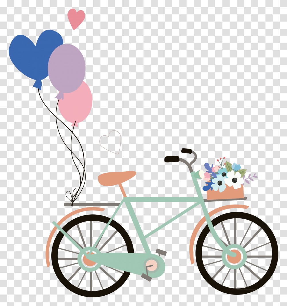 Bicycle Vector Wedding Bicycle With Balloon, Vehicle, Transportation, Bike, Tandem Bicycle Transparent Png