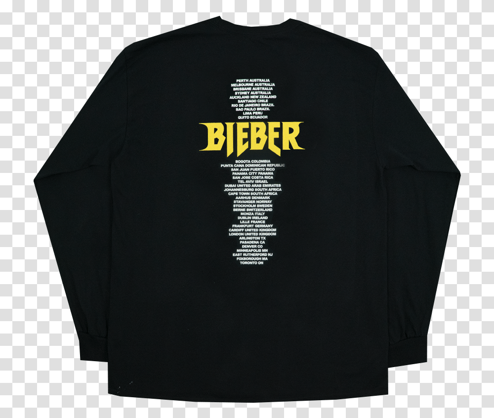 Bieber Tour T Shirt, Sleeve, Apparel, Long Sleeve Transparent Png