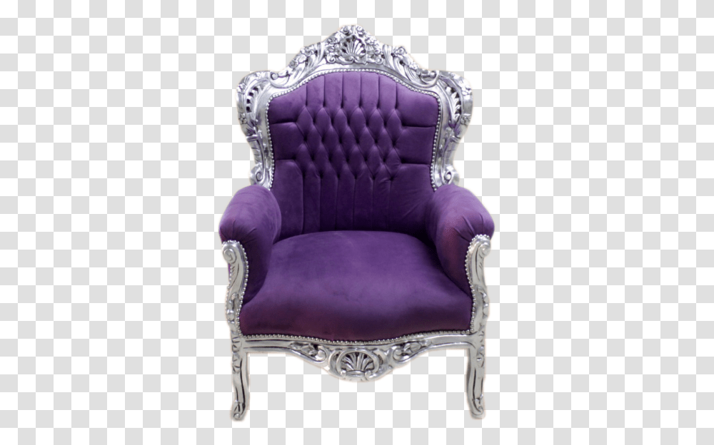 Big Baroque Armchair Silver Frame Purple Velvet Armchair Velvet Big, Furniture Transparent Png
