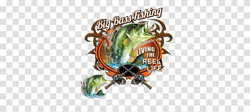 Big Bass Fishing Heat Transfers Big Bass Fishing Logo, Reptile, Animal, Poster, Advertisement Transparent Png
