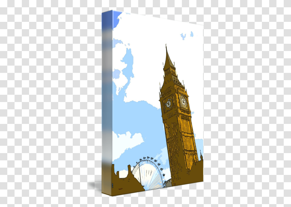 Big Ben And Millenium Wheel London Uk, Tower, Architecture, Building, Clock Tower Transparent Png