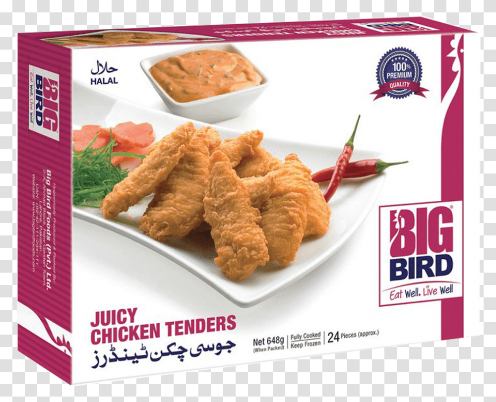Big Bird Juicy Chicken Tenders 648 Gm Big Bird Food Pvt Ltd, Fried Chicken, Nuggets, Poster, Advertisement Transparent Png