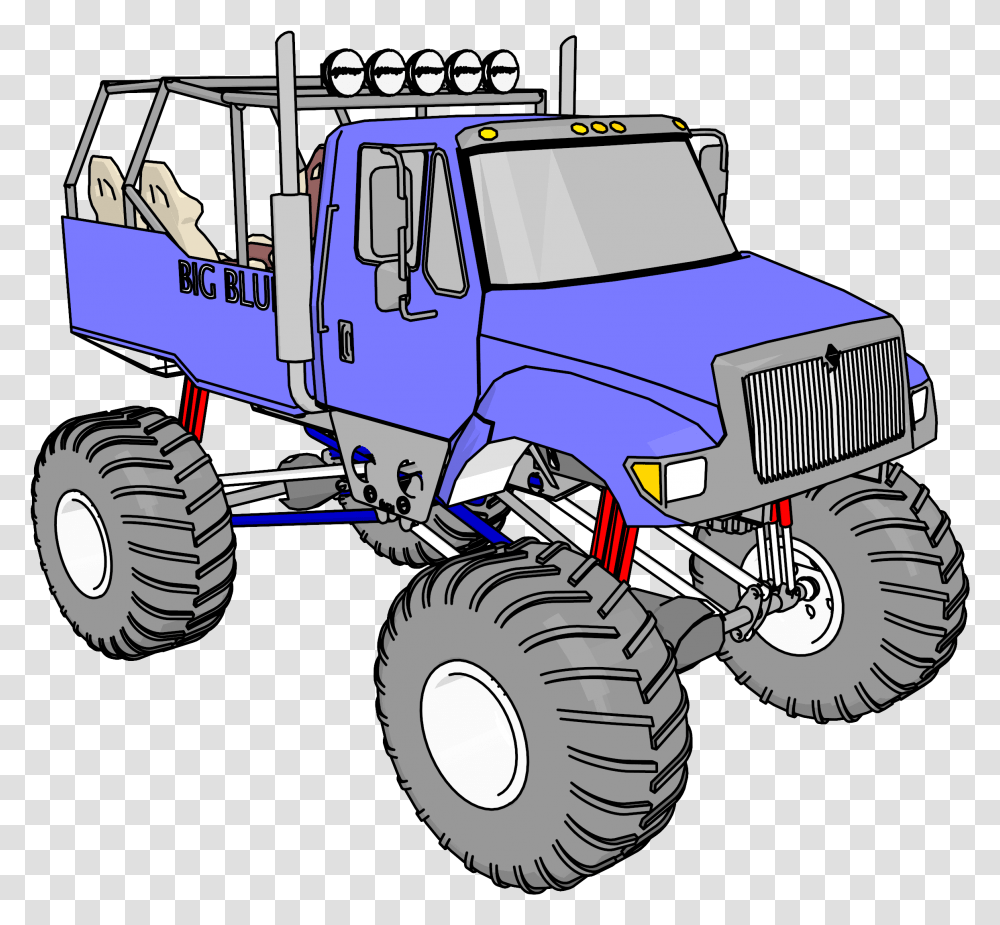 Big Blue Monster Truck Vehicle Clipart Monster Truck, Transportation, Tractor, Wheel, Machine Transparent Png