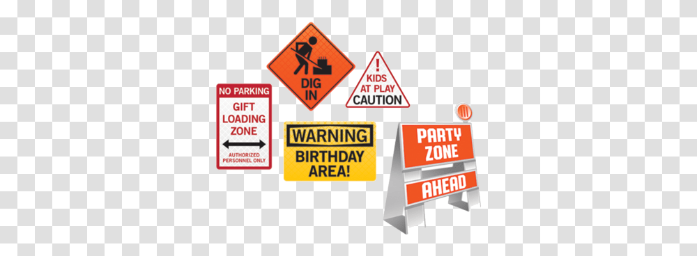Big Dig Construction Party Signs X 5 Just For Kids Construction Signs Party Kids, Symbol, Fence, Barricade Transparent Png